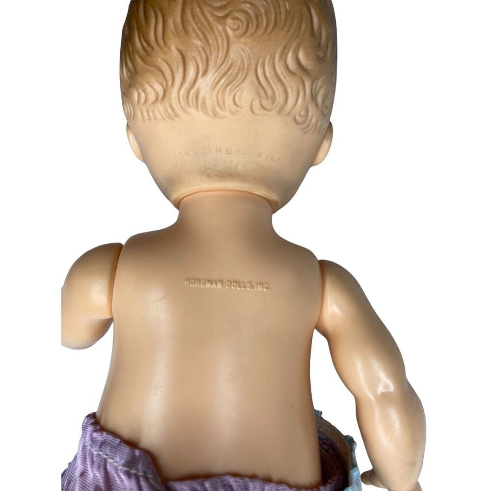 Vintage Horsman Dolls Inc 1960s Baby Doll With Blue Eyes & Pink Lips In Blue Rib - Picture 4 of 6